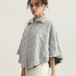 Centrestage Grey Regular Fit Self Pattern Poncho image 3