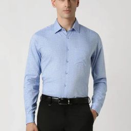 Van Heusen Blue Cotton Slim Fit Printed Shirt-picture-9