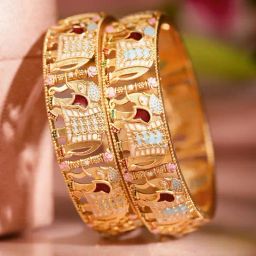 Rubans Gold Enamel in Elephant Handcrafted Ethnic Classic Bangle - Set of 2-picture-14