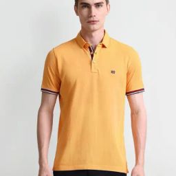 Arrow Sport Orange Cotton Regular Fit Polo T-Shirt-image-16