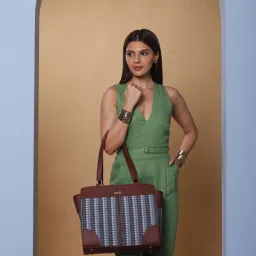 ZOUK Bombay Houndstooth Printed Tote Handbag image 1