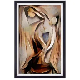 999store Brown & Beige Abstract Printed Canvas Painting image 2