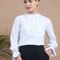 Style Quotient Women White With Full Sleeves Bib Top-68