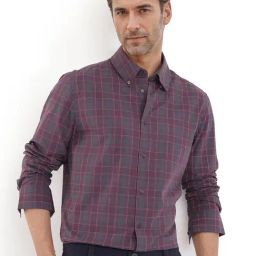 Rare Rabbit Purple Regular Fit Checks Shirt-image-56