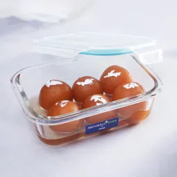 NATURALLY YOURS Transparent Glass Rectangle Container With Flat Pp Lid 370 ml image 1