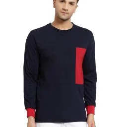 Kalt Navy Regular Fit Colour Block SweatShirt image 1