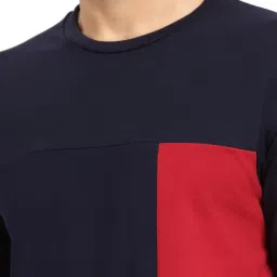 Kalt Navy Regular Fit Colour Block SweatShirt image 4