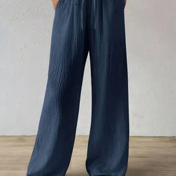 Visit Wear Women Loose Fit High-Rise Wide Leg Trousers-picture-46