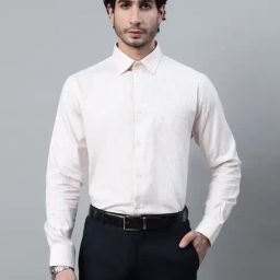 Cantabil Peach Cotton Regular fit Checks Shirt-image-31