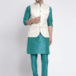 TS LIFESTYLE Men Floral Regular Dupion Silk Kurta with Churidar-image-85