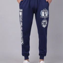 Free Authority Blue Regular Fit Printed Joggers-image-21