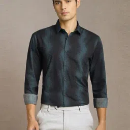 Louis Philippe Navy Cotton Slim Fit Printed Shirt-picture-6