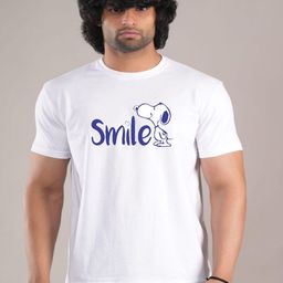 HESHA Men Snoopy Typography Printed Round Neck Cotton T-shirt-image-98