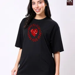 TQH Women Pack of 2 Typography Printed Round Neck Oversized T-shirts-picture-37
