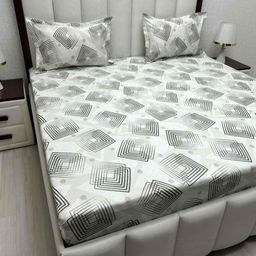 Pure Decor Royal Passion Grey Printed Pure Cotton 220 TC Queen Bedsheet Set 2.28m x 2.54m-image-71