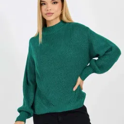 Styli Green Self Design Sweater-image-49