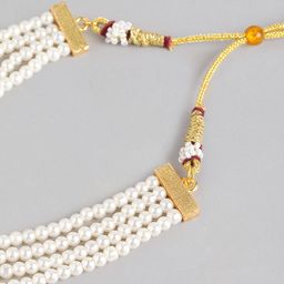 Anouk White Layered Beads Kundan Pearl Necklace Earring Set image 3