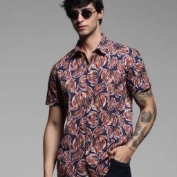 Jack & Jones Estate Blue Cotton Regular Aop Shirts-image-51