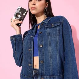 Roadster Women Blue Washed Denim Jacket-picture-28