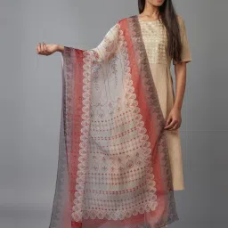 Wishful by W White & Red Printed Dupatta image 1