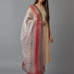 Wishful by W White & Red Printed Dupatta image 2