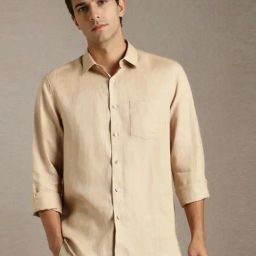 Louis Philippe Beige Linen Regular Fit Shirt-picture-47