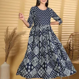 RANGEELO JAIPUR Women Ethnic Motif Printed Fit & Flare Maxi Dress-picture-0