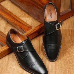 Louis Stitch Men's Black Monk Shoes-image-71