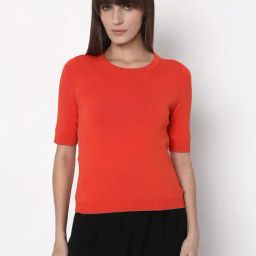Vero Moda Red Solid Half Sleeves Tops-image-96