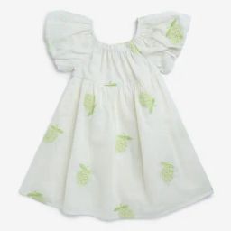 HOP Kids by Westside Off-White Fruit Detailed A-Line Cotton Dress-image-68