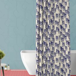 ArtzFolio Beige & Blue Printed Waterproof Shower Curtain-image-84