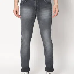 HJ HASASI Grey Regular Fit Lightly Washed Jeans-image-82
