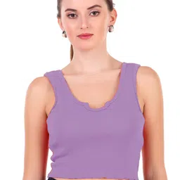 BAESD Scoop Neck Sleeveless Cotton Fitted Crop Top-image-71
