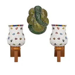 Somil Indore Mosaic Decorative Lamp Combo of Matching Wall Lamp & Blessing God Ganesh Wall Lamp, Multi Compatible with LED, Size: 14.5 X 14.5 X 28 Cm, Pack of 3.-image-29