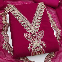 V3 FASHION STUDIO Embroidered Art Silk Unstitched Dress Material-image-79