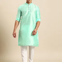 RAJUBHAI HARGOVINDAS Men Mandarin Collar Pure Silk Kurta-picture-32