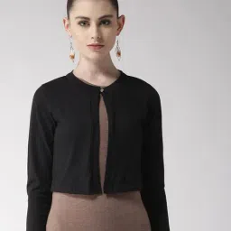 Style Quotient Women Solid Black Cotton Smart Casual Crop Shrug-33
