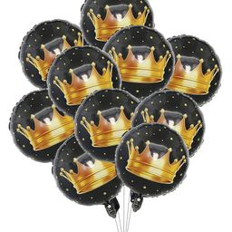 Amfin Crown Themed Foil Balloons Black - Pack of 10-image-63