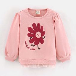 Bonfino Cotton Full Sleeve Sweatshirt Floral Print - Peach-image-100