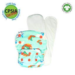 Kindermum Birdie Nano AIO Cloth Diaper with2 organic cloth inserts- Green-25
