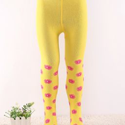 Cute Walk by Babyhug Non Terry Knit Footed Anti Bacterial Floral Design Tights - Yellow-image-36