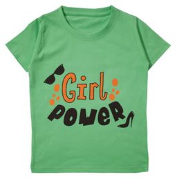 Snowflakes Half Sleeves Girl Power Text Printed Tee - Green-image-87