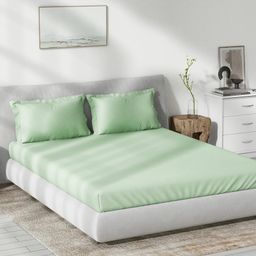 DDecor Green Cotton 180 TC King Bedsheet With 2 Pillow Covers-26