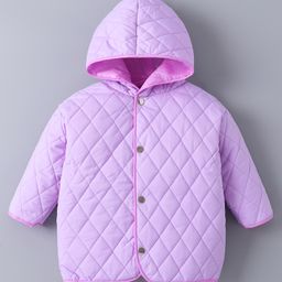 Kookie Kids Full Sleeves Padded Hooded Jacket with Solid Colour & Quilted Design - Lavender-image-31