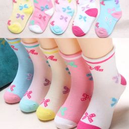 MOMISY Pack Of 5 Bow Printed Tube Socks - Multi Color-image-26