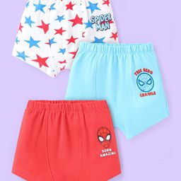 Babyhug Marvel Single Jersey Knit Briefs With Spider-Man Graphics Pack of 3 - White Blue & Red-image-71