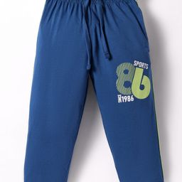Taeko Single Jersey Knit Full Length Track Pant with Text Print & Tape Detailing - Royal Blue-picture-11