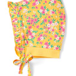 Babyhug 100% Cotton Interlock Knit Cap With Floral Print Yellow - Diameter 13 cm-image-78
