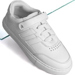 Pine Kids School Shoes with Velcro Closure - White-image-22