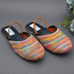 Little Palz Threadwork Embroidered Mojaris - Black-image-73